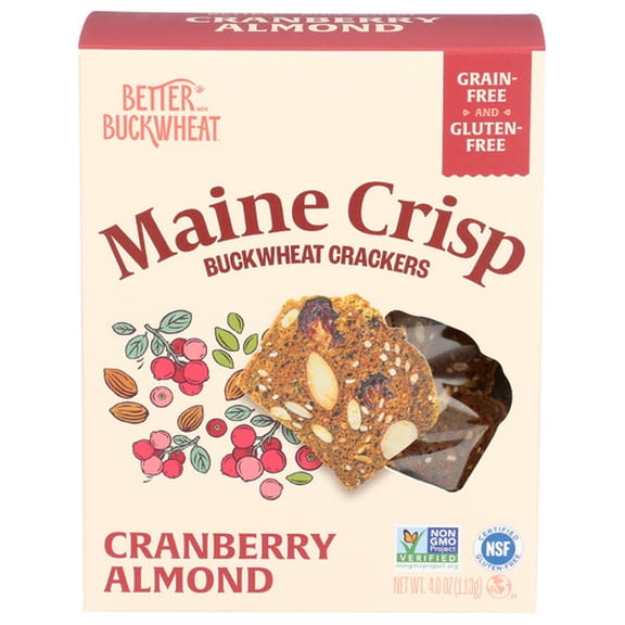 Pack of 10 Better With Buckwheat Crisps Cranberry Almond 4 oz
