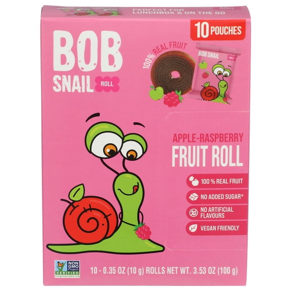 (Pack of 10) Bob Snail Apple Raspberry Fruit Rolls 3.53 Oz