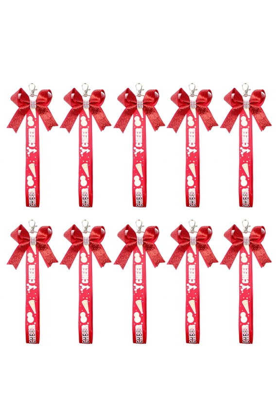 Pack of 10 Butterfly Bows Ribbon Keychains Colorful Bowknot Ribbon Keyring Colorful Key Chain Gift for Cheerleader