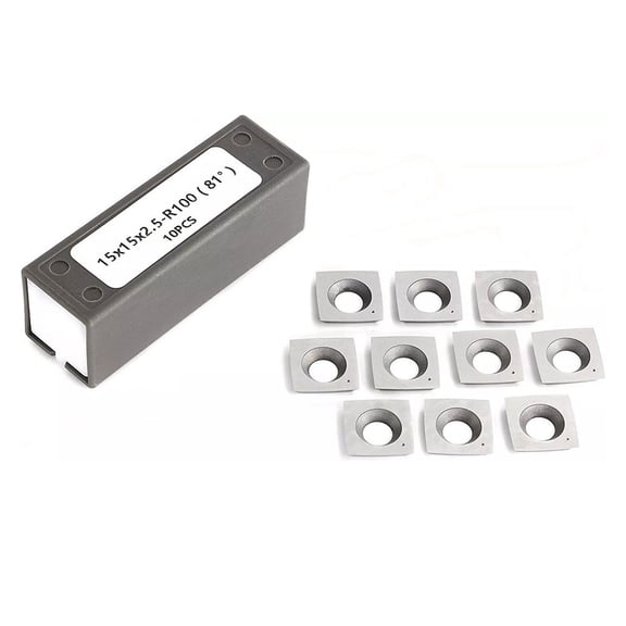 Pack of 10 Carbide Inserts 15mm x 15mm R100 Radius for Byrd Shelix Cutterheads