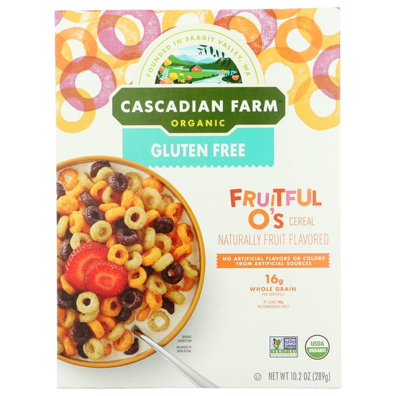 Pack of 10, Cascadian Farm Gluten Free Fruitful Os Cereal, 10.2 oz