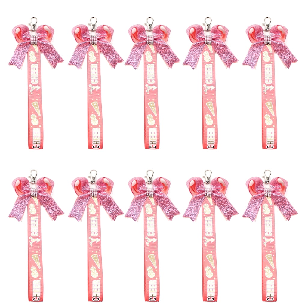 Cheerleading Ribbon Keychains Pack of 10 Cheer Bows Keychains Bowknot Ribbon Rings for Teen Colorful ...