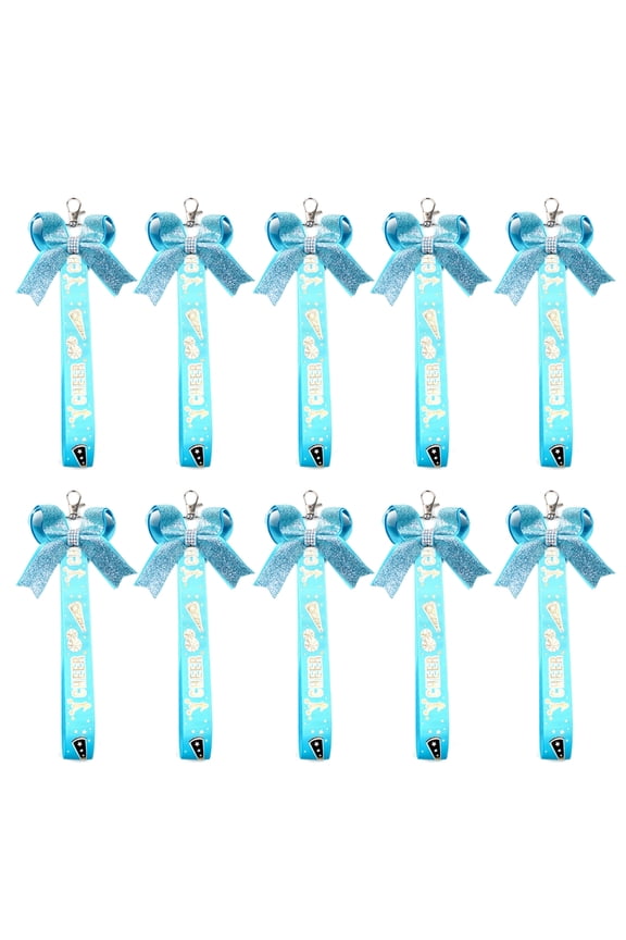 Pack of 10 Cheer Bows Keychains Bowknot Ribbon Rings for Teen Colorful Keychain Cheerleader Accessories
