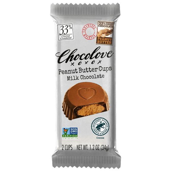 Pack of 10, Chocolove Peanut Butter Cups Milk Chocolate, 1.2 oz