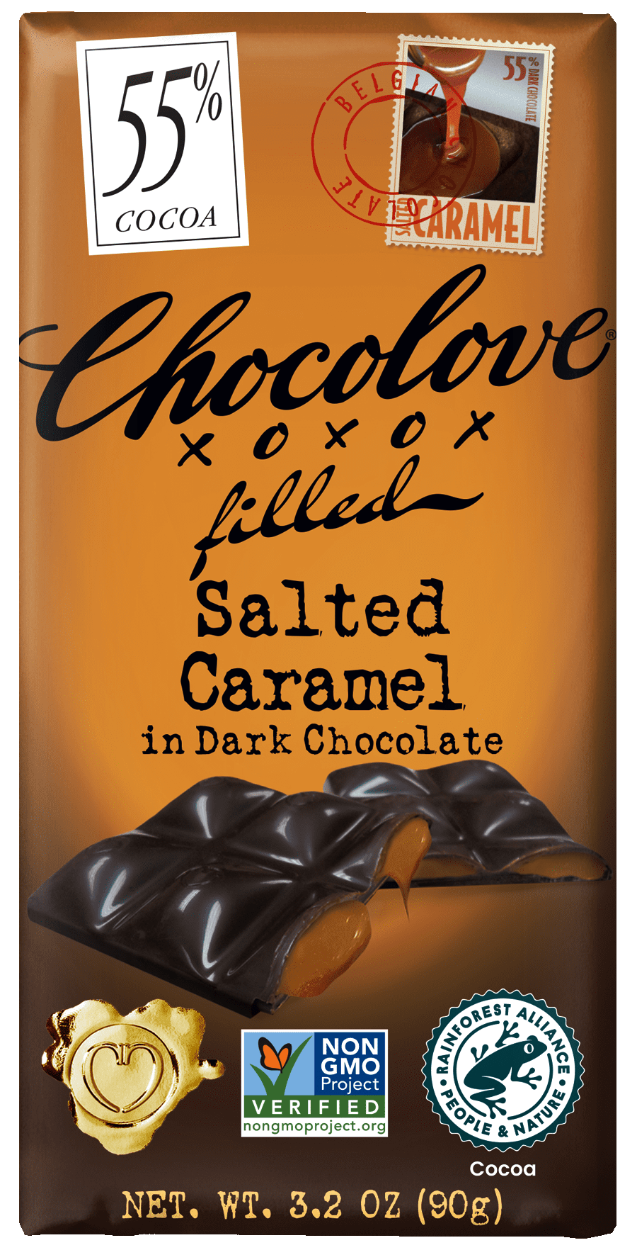 Pack of 10, Chocolove Salted Caramel in Dark Chocolate, 3.2 oz