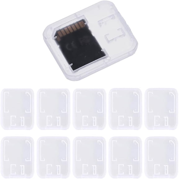 Pack of 10 Clear Plastic Memory Card Case Storage Boxes Compatible with SD SDHC SDXC Micro SD T-Flash Card (Memory Card Not Included)