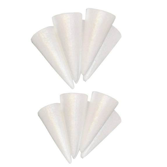 Pack of 10 Cone Shape Modelling Polystyrene Foam Ornaments Balls for Creative Crafts Floral Arrangement Sculpture Materials - 150mm