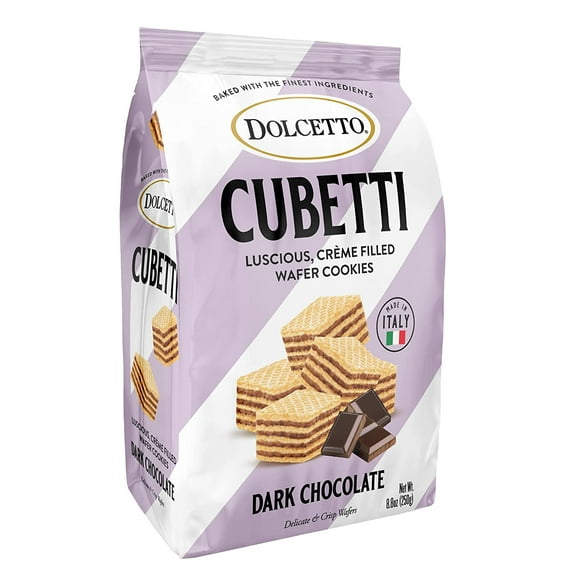 (Pack of 10), Dolcetto Cubetti Dark Chocolate Cream Wafer, 8.8 oz