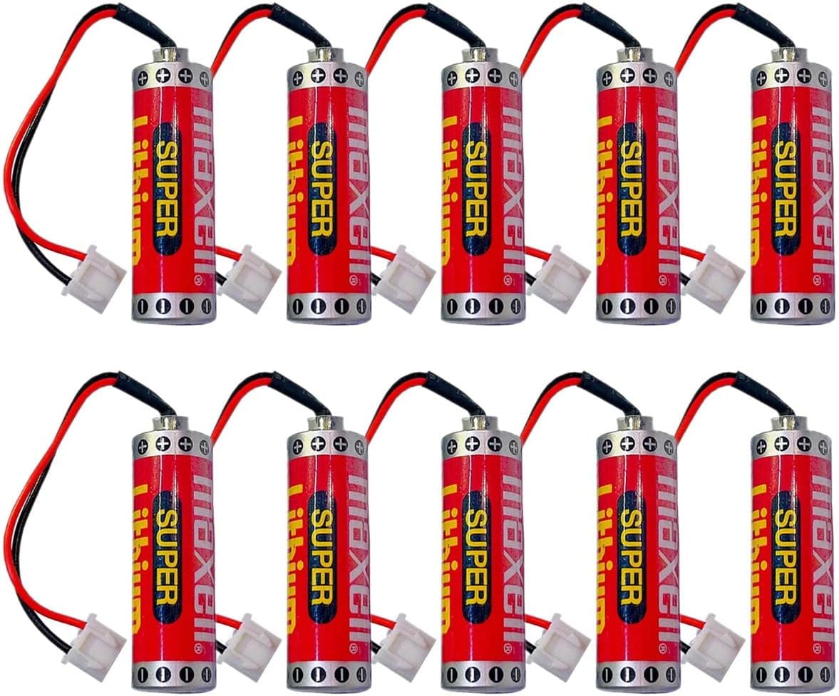 (Pack of 10) ER6C AA 3.6V 1800mAh PLC Battery for Mitsubishi FX F2-40BL with Plug