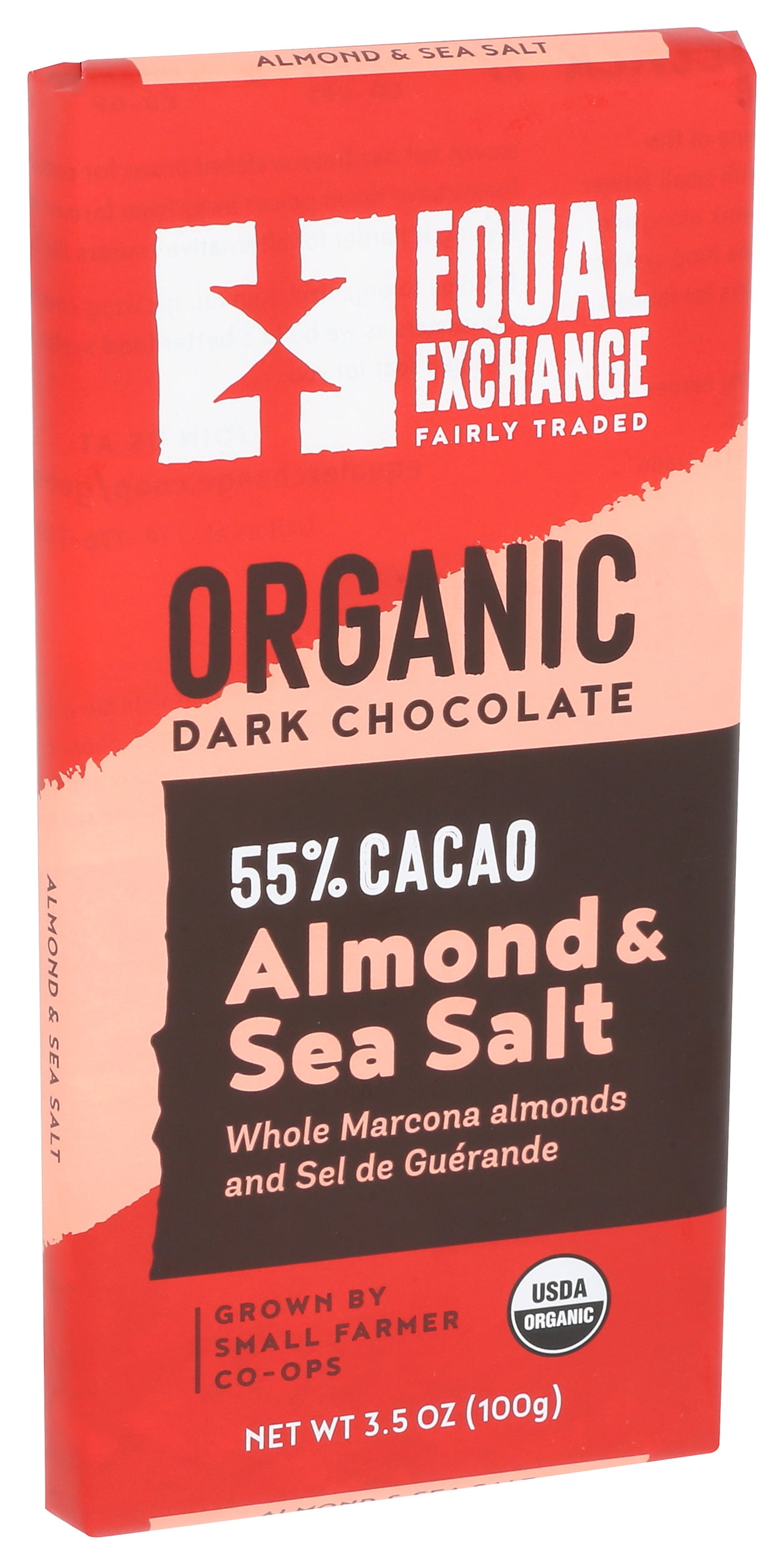 (Pack of 10), Equal Exchange Organic Dark Chocolate Whole Almond & Sea Salt Bar, 3.5 oz