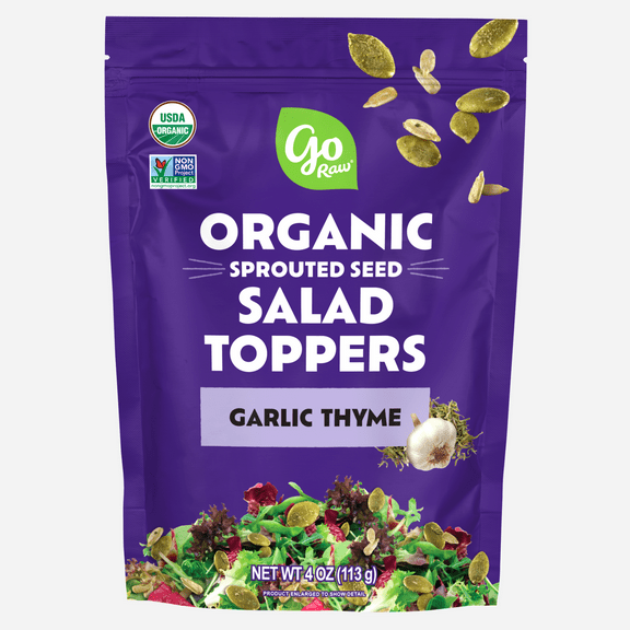 (Pack of 10), Go Raw Garlic Thyme Sprouted Salad Toppers, 4 oz