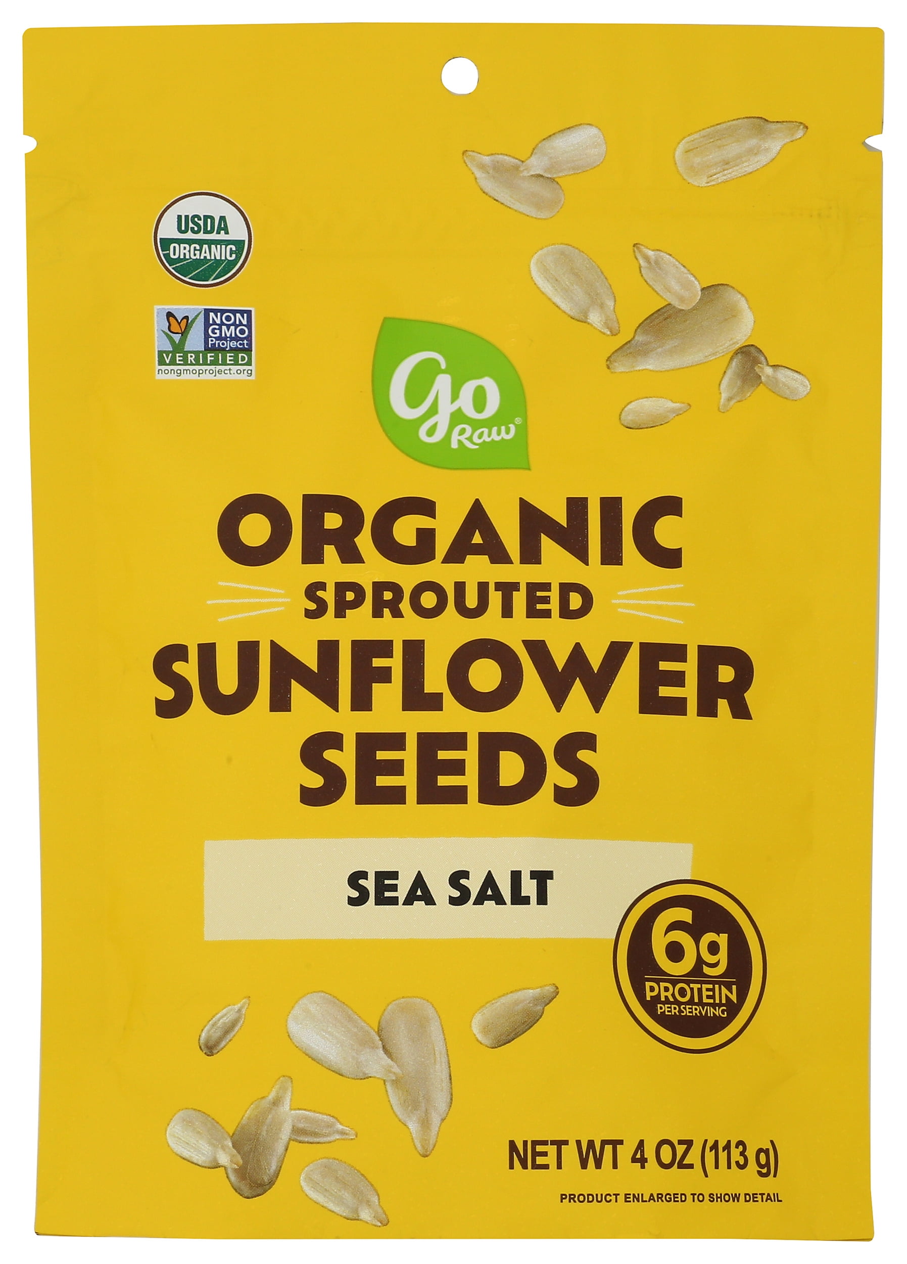 Pack of 10, Go Raw Sea Salt Organic Sprouted Sunflower Seeds, 4 oz