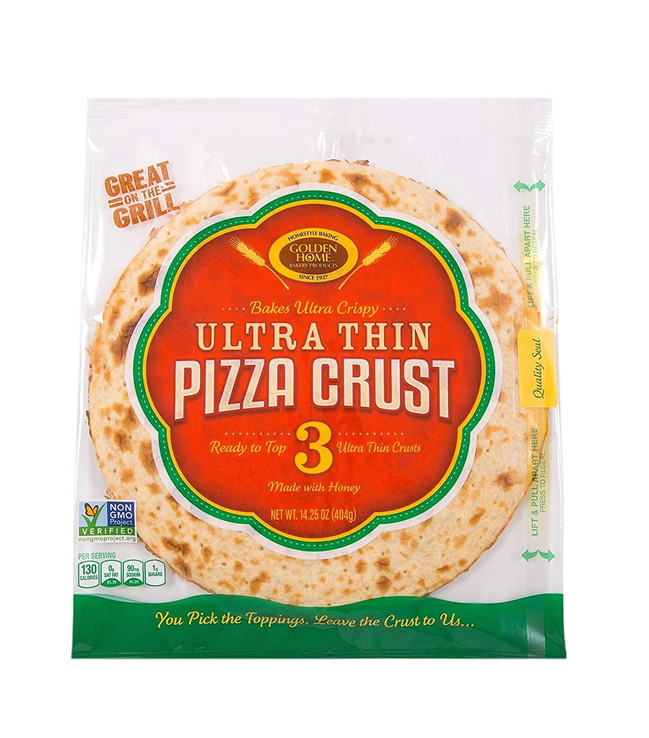 Pack of 10, Golden Home Ultra-Thin Pizza Crust 12 Inch, 14.25 oz