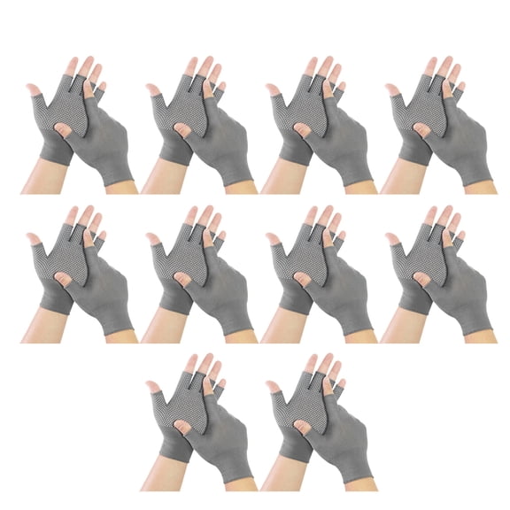 Pack of 10 Half Finger Work Gloves Featuring Antislip Technology for Control in Electronic and Fine Operations