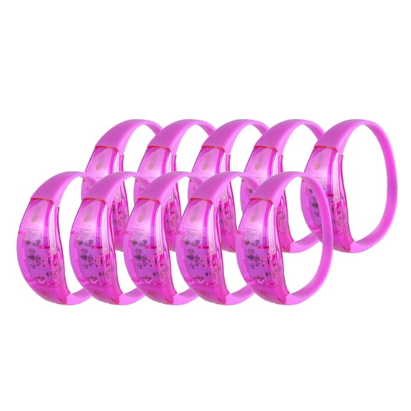 Pack of 10 LED Glowing Bracelets for Parties Colorful Silicone Wristbands Flashing Light Up
