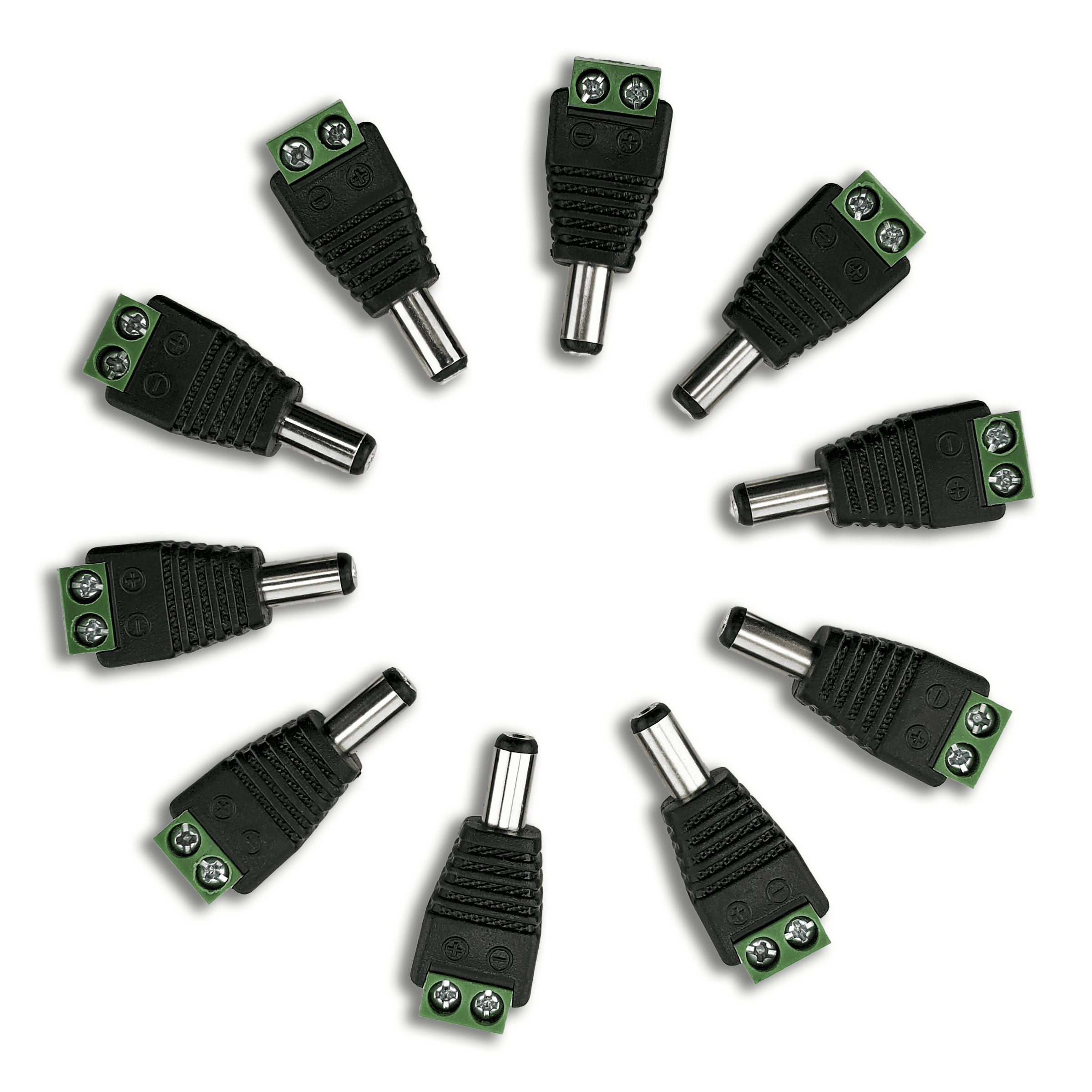 Pack of 10 Male 12V DC Power Connectors 5.5mm Jack Adapter by