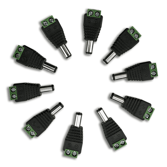Pack of 10 Male 12V DC Power Connectors 5.5mm Jack Adapter by SatelliteSale