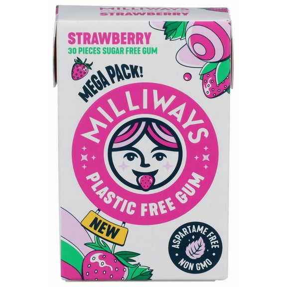 Pack of 10 Millyways Strawberry Gum Megapack 30 pcs