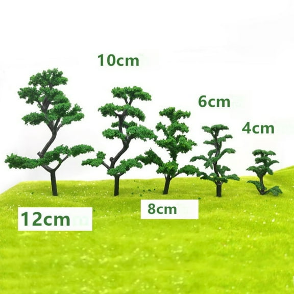 Pack of 10 Miniature Chinese Pine Bonsai Trees Model Rockery Landscape Set Tabletop Diorama Scenery for Home Garden Decor