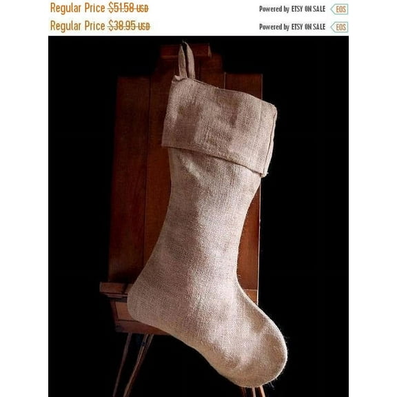 Pack of 10 - Natural Burlap Christmas Stocking 24 inch - Free Shipping