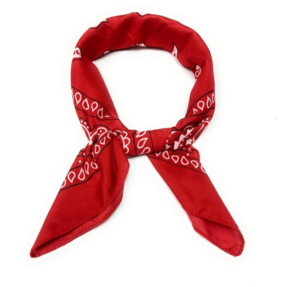Pack of 10 Paisley Neck Hair Scarf for Women Square Chiffon Accessory (Red)