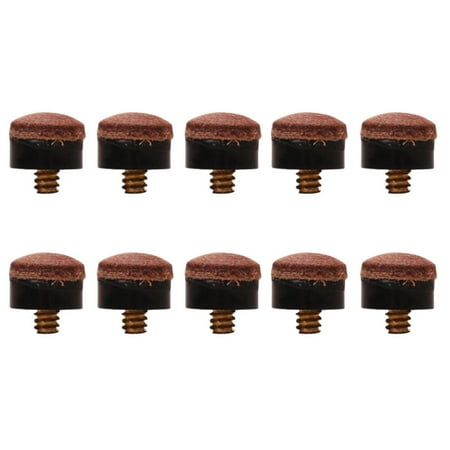 Pack of 10 Pieces 12mm Billiards Screw-On Pool Cue Stick Replacement Tips Brown