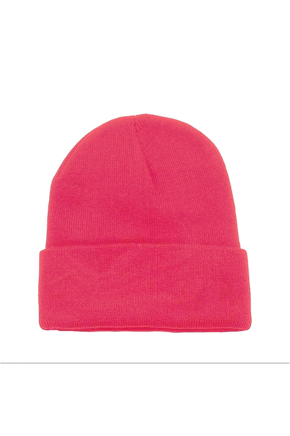Pack of 10 Plain Cuffed Beanies Skullies in Bulk for Men and Women (Hot Pink)