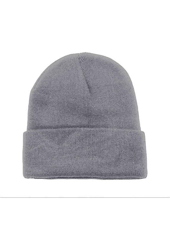 Pack of 10 Plain Cuffed Beanies Skullies in Bulk for Men and Women (Light Grey)