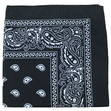 American Made Red and White on Black Western Paisley Bandana 22x22 ...