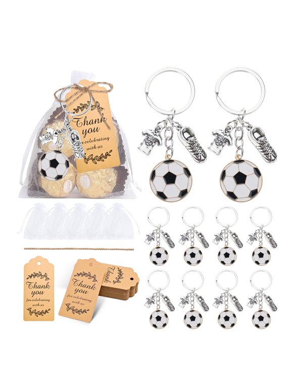 Pack of 10 Portable Soccer Fan Accessory Keychains with Football Cleats Cloth Decoration