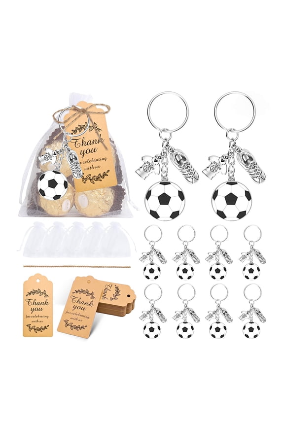 Pack of 10 Portable Soccer Fan Accessory Keychains with Football Cleats Cloth Decoration
