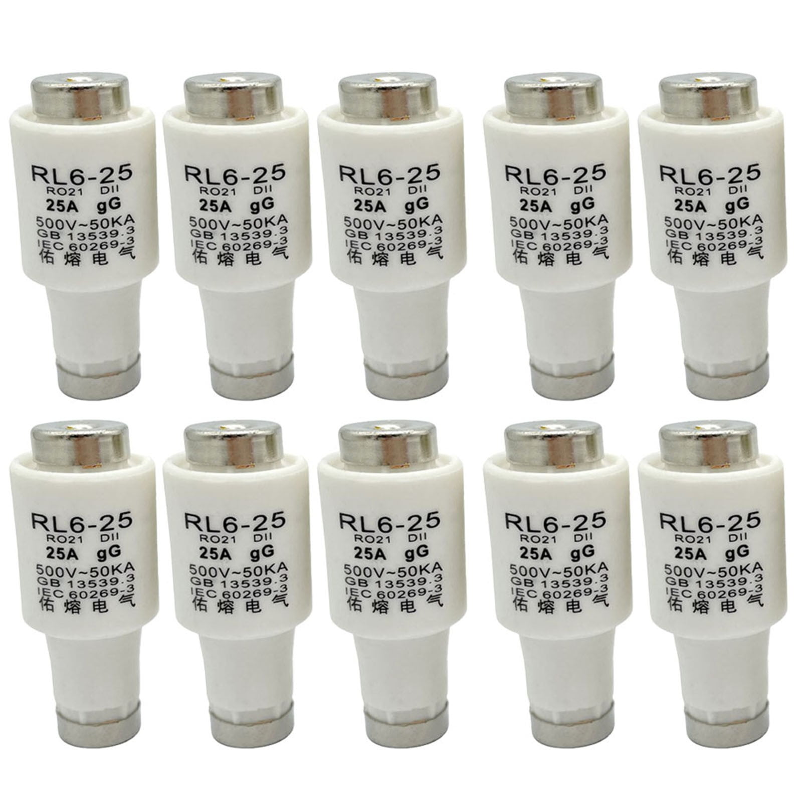 Pack of 10 RL625 R021 DII E27 SpiralCeramic Fuses gG Diazed Fuse