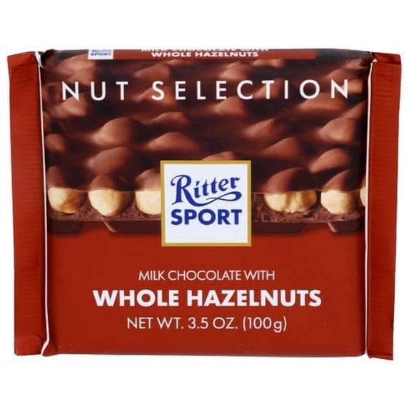 (Pack of 10) Ritter Sport Chocolate Bar Milk Whole Hazelnut 3.5 Oz