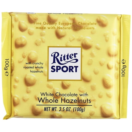 Pack of 10, Ritter Sport White Chocolate with Whole Hazelnuts, 3.5 oz
