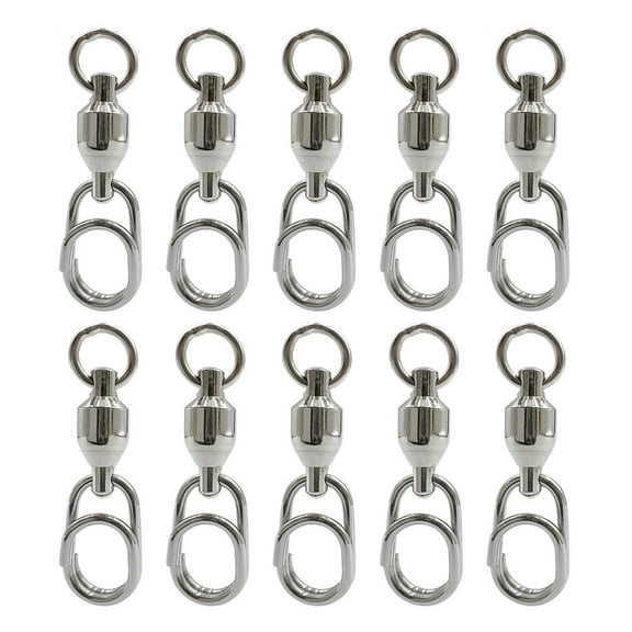 Pack of 10 Rolling Bearing Fishing Barrels Swivels Baits Connectors Clip for Saltwater Freshwater