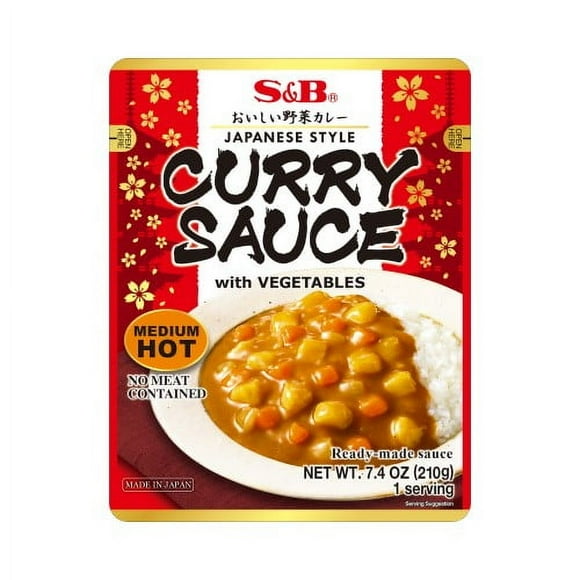 Pack of 10, S & B Instant Curry Sauce with Vegetables, Medium Hot, 7.4 oz