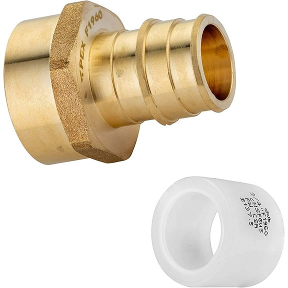 (Pack of 10 Sets) EFIELD Pex A Expansion Brass Fittings 3/4"x 3/4" Female NPT Adapter, F1960 with 10 Pieces 3/4-Inch Expansion Rings