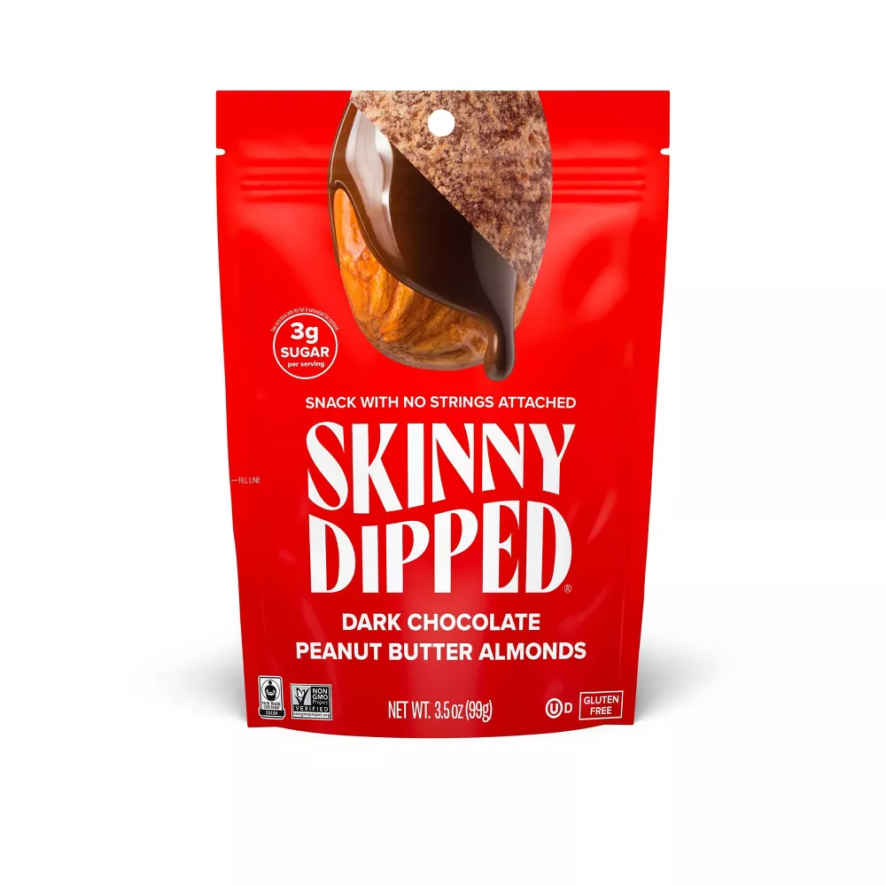 Pack of 10, Skinnydipped Dark Chocolate Peanut Butter Almonds, 3.5 oz