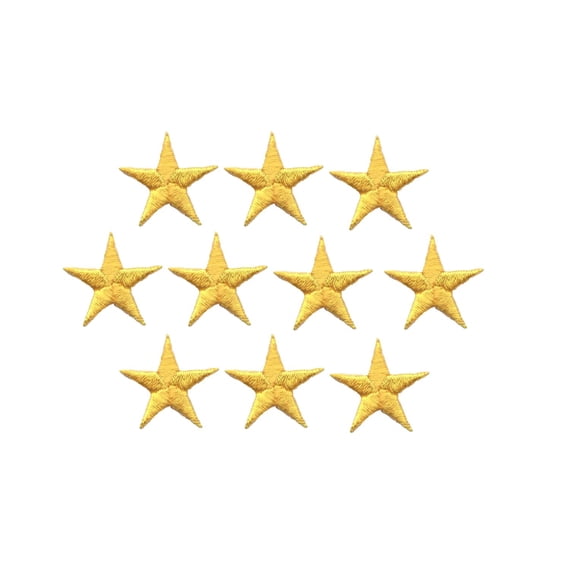 (Pack of 10 Stars) 1-3/4" - Dark Golden Yellow - Star - Iron on Embroidered Applique Patch