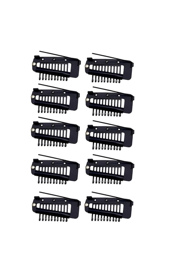 Pack of 10 Strong Chunni Clips with Safety Pin, Easy to Use with Dupatta, Hijab & Tikka Setting Black