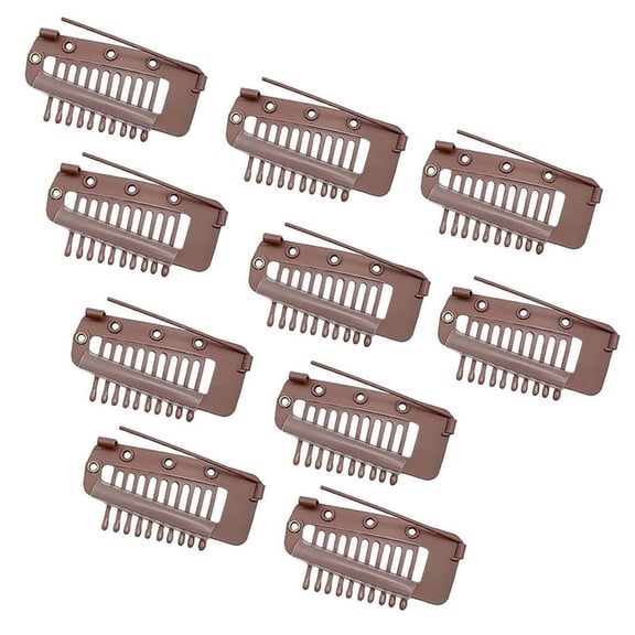 Pack of 10 Strong Chunni Clips with Safety Pin, Easy to Use with Dupatta, Hijab & Tikka Setting Brown