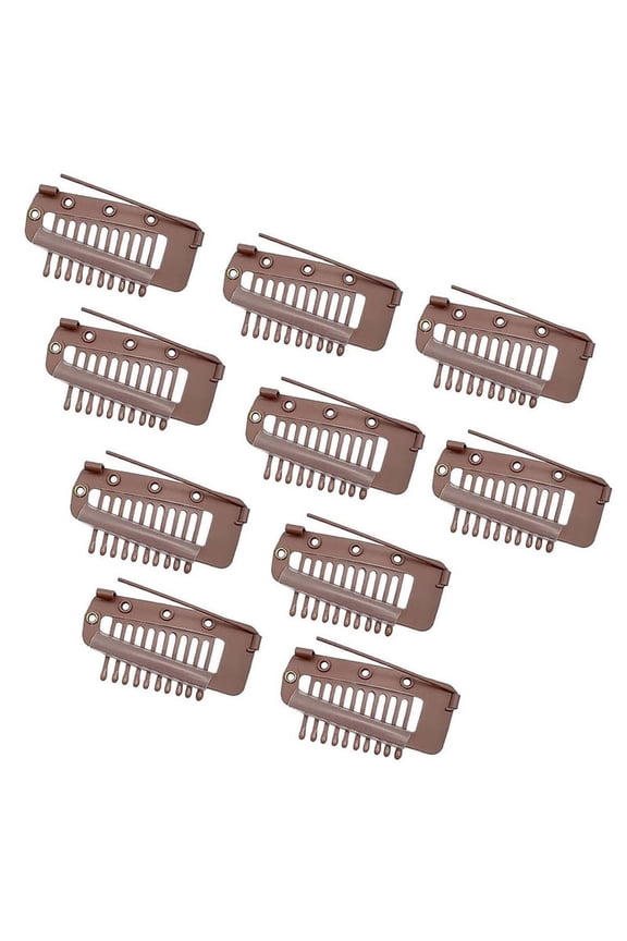Pack of 10 Strong Chunni Clips with Safety Pin, Easy to Use with Dupatta, Hijab & Tikka Setting Brown