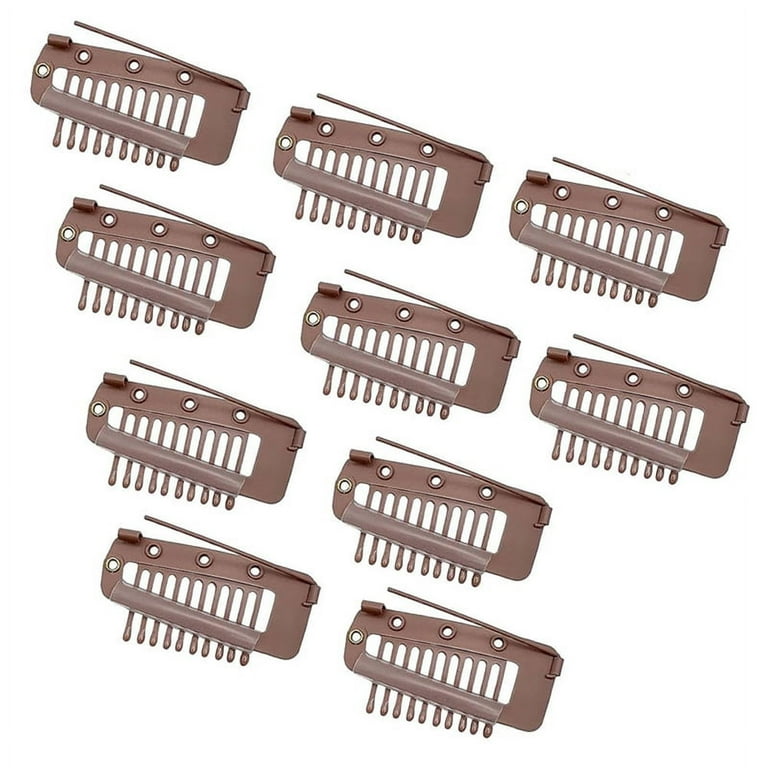 Pack of 10 Strong Chunni Clips with Safety Pin, Easy to Use with Dupatta,  Hijab & Tikka Setting Brown 