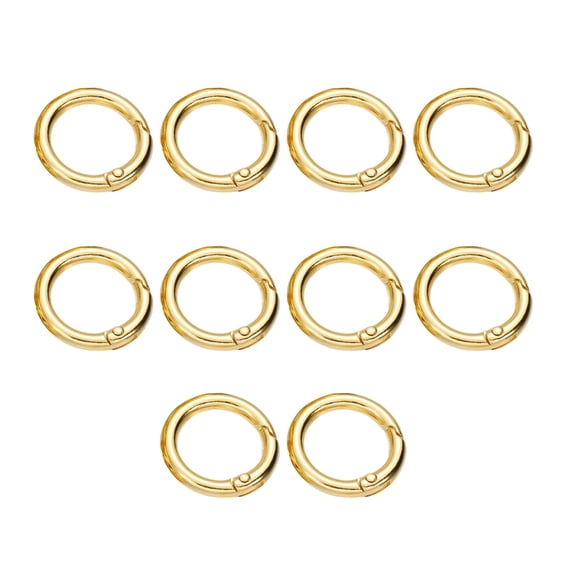 Pack of 10 Sturdy Gold Carabiner Key Rings with Spring O Rings Mechanism Zinc Alloy Clips for Bags and Crafts