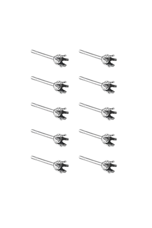 Pack of 10 Sturdy Stainless Steel Prong Earring Settings Accessory for Secure Jewelry Making and Craft Projects
