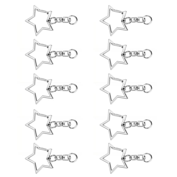 Pack of 10 Stylish Star Key Rings with Figure 8 Shape Portable Keychain Hook Alloy Texture Perfect for Everyday Use