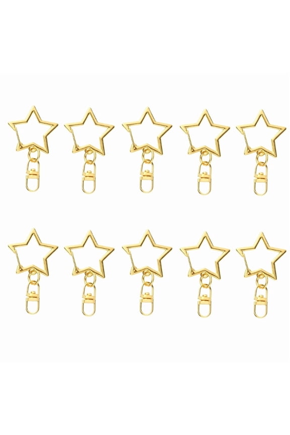 Pack of 10 Stylish Star Key Rings with Figure 8 Shape Portable Keychain Hook Alloy Texture Perfect for Everyday Use