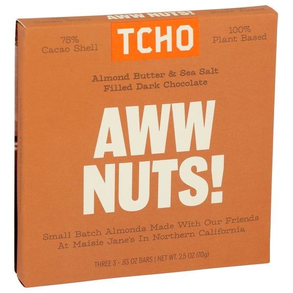 (Pack of 10), TCHO Almond Butter & Sea Salt Filled Dark Chocolate, 2.5 oz