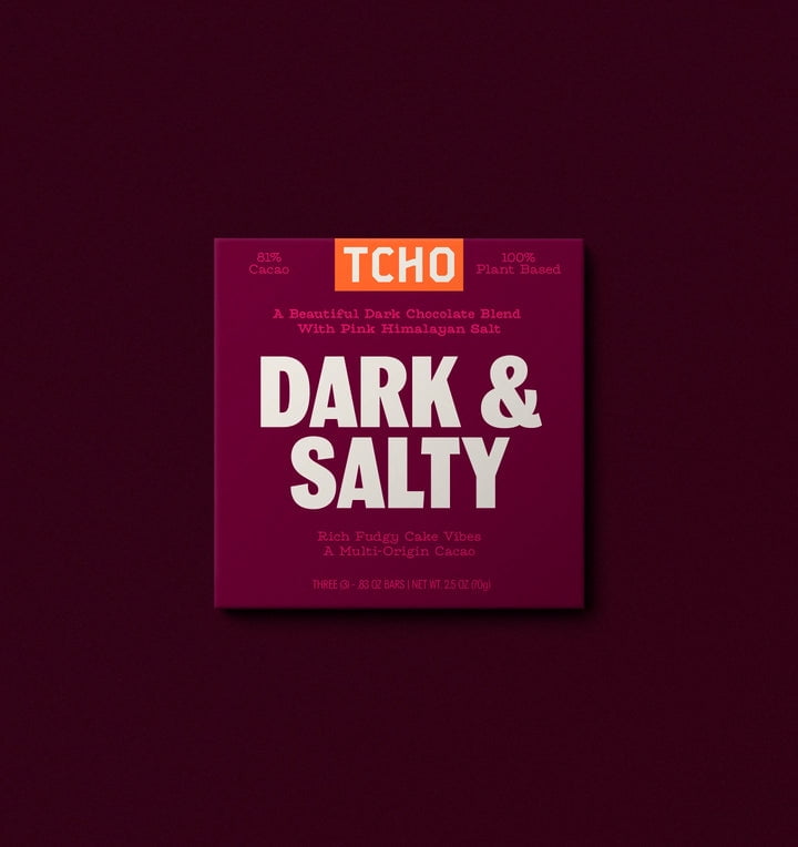 (Pack of 10), Tcho Dark & Salty Dark Chocolate Bars, 2.5 oz