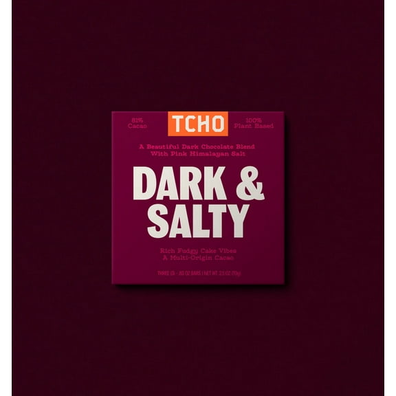 (Pack of 10), Tcho Dark & Salty Dark Chocolate Bars, 2.5 oz